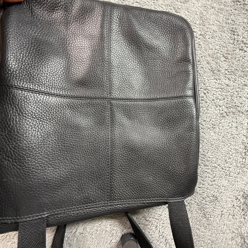 Fly London Black Leather Crossbody Bag Fold Over Flap Zip Close Triangular Logo - Picture 4 of 8
